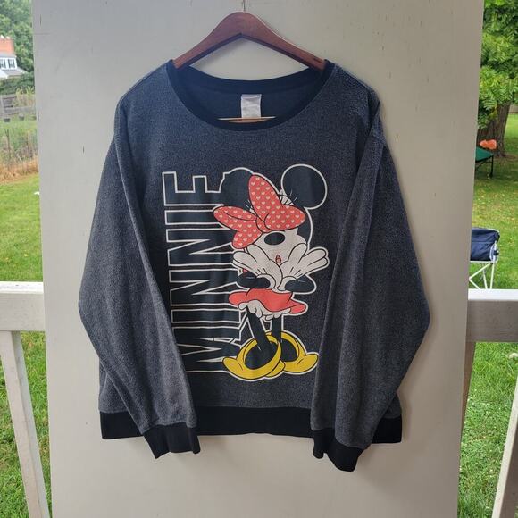 VINTAGE Disney Minnie Mouse Womens Size XL Grey Long Sleeve Sweater Minnie - Picture 1 of 5